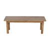 High-angled perspective highlighting the clean rectangular seat and the warm wood grain of the Bodhi bench