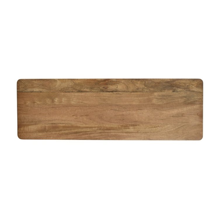 Front view of the Bodhi dining bench featuring a smooth natural wood finish and sturdy rounded legs