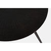 Close up of black textured metal surface and slim tripod leg