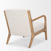 Angled back view of the ivory Cashel chair highlighting the connection between the armrests and frame