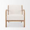 Straight-on front view of the ivory Cashel chair highlighting its clean lines and open wood frame