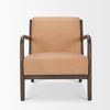 Straight-on front view of the tan Cashel chair highlighting the warm leather upholstery