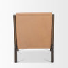Rear view of the tan Cashel chair showcasing the clean lines of the dark wood back support