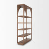 High-angle perspective view showcasing the uniform wood grain and the balanced spacing of the five-tier shelving