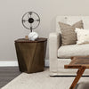 Antique brass geometric table in minimalist living room setting