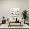 Lifestyle view of Esagono side table paired with a cream sofa