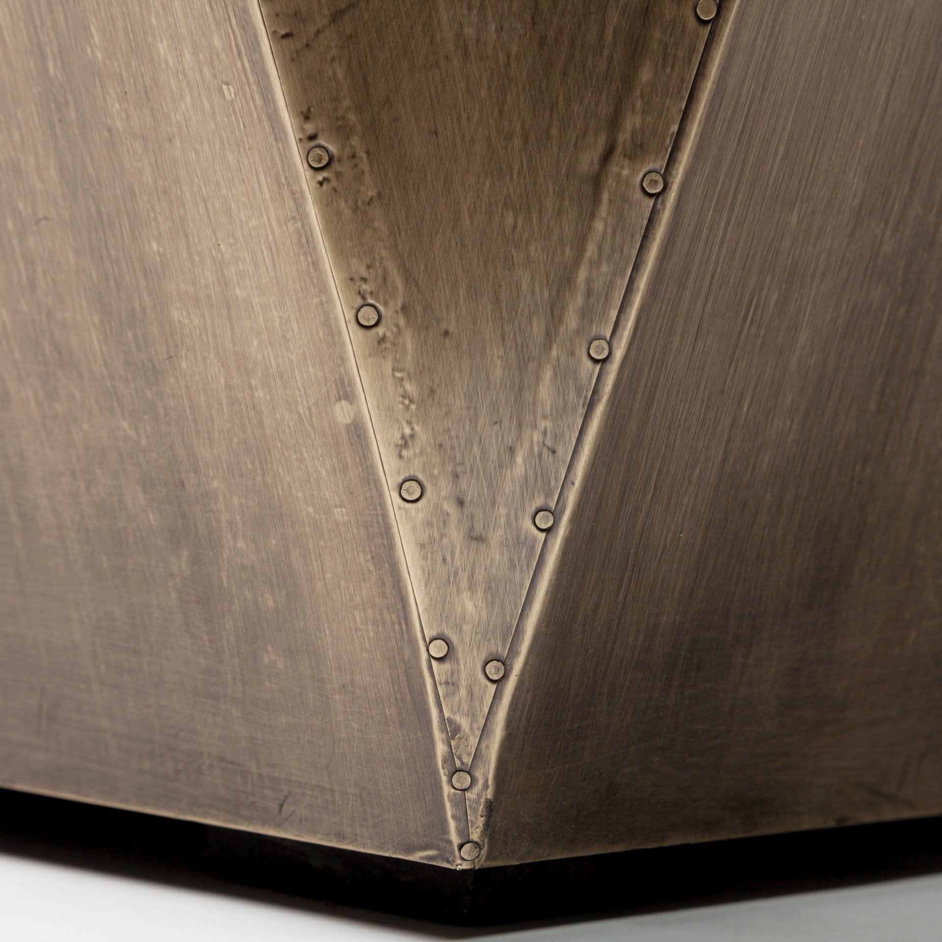 Esagono geometric end table in white wash reclaimed wood