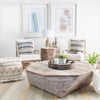 Esagono white wash table styled in bright living room