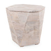 Esagono geometric end table in white wash reclaimed wood