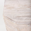 Close up of white wash wood grain on geometric table