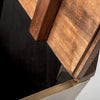 Underside of wood lid showing storage table construction