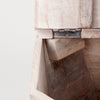 Close up of durable metal hinge for storage table lid