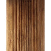 Macro detail shot focusing on the vertical ribbed wood texture of the cylindrical pedestal base in a warm oak finish