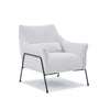 Angled view of Fogia accent chair with metal frame