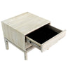 Gemini bedroom storage side table with smooth wood grain top