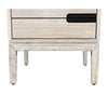 Minimalist nightstand with unique black recessed drawer pull