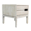 Modern oak end table with tapered legs side view