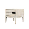 White oak side table with sturdy base and minimalist design