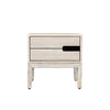 Gemini side table in white wash oak with black handle detail