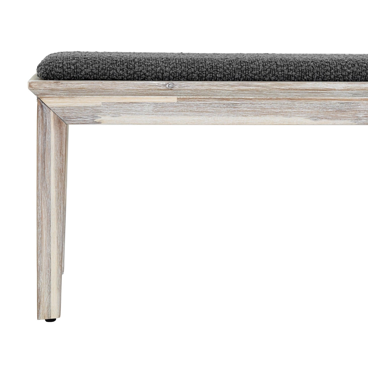 Front view of the Gemini bench featuring a light wood seat and a black metal frame with an X-brace support