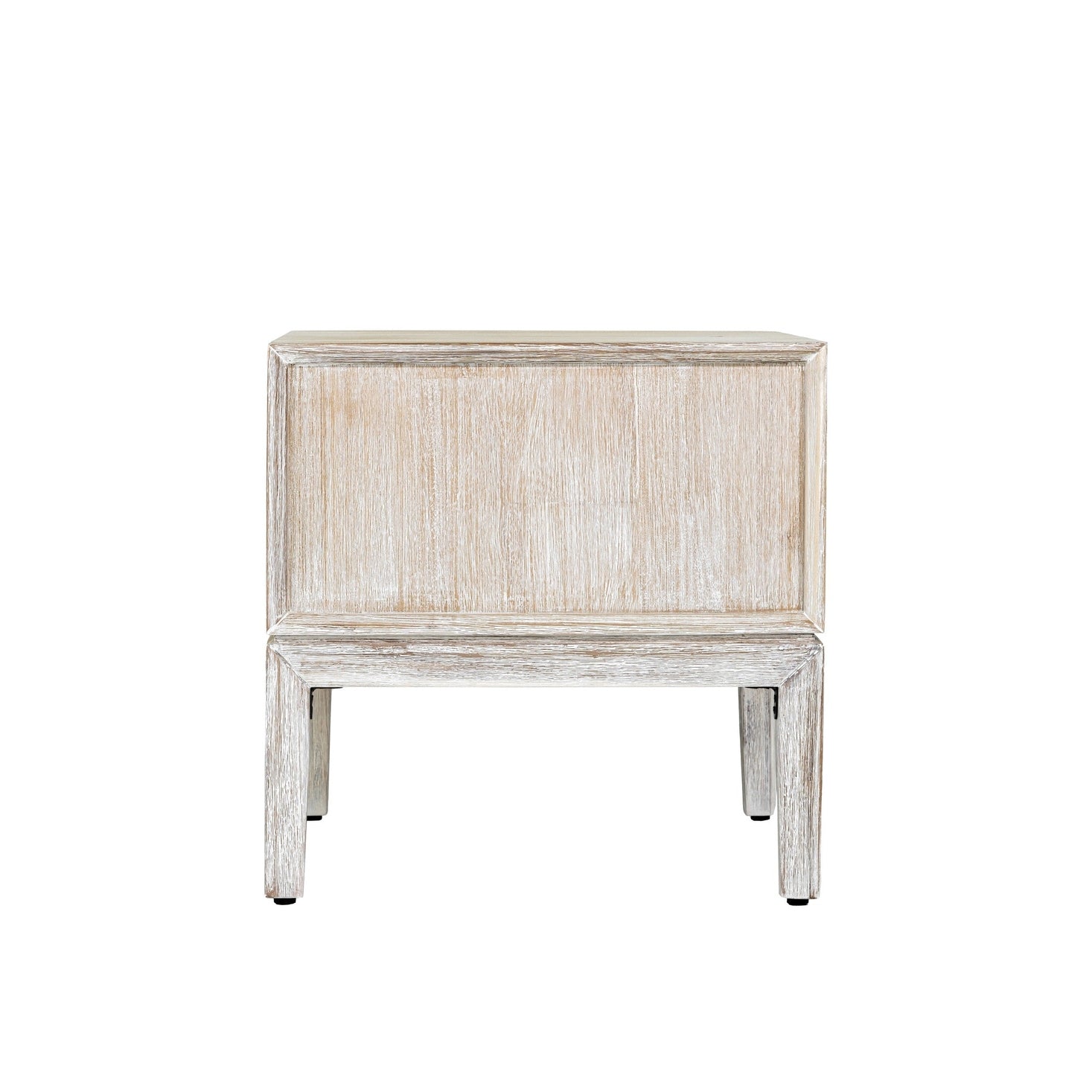 Gemini side table in white wash oak with black handle detail