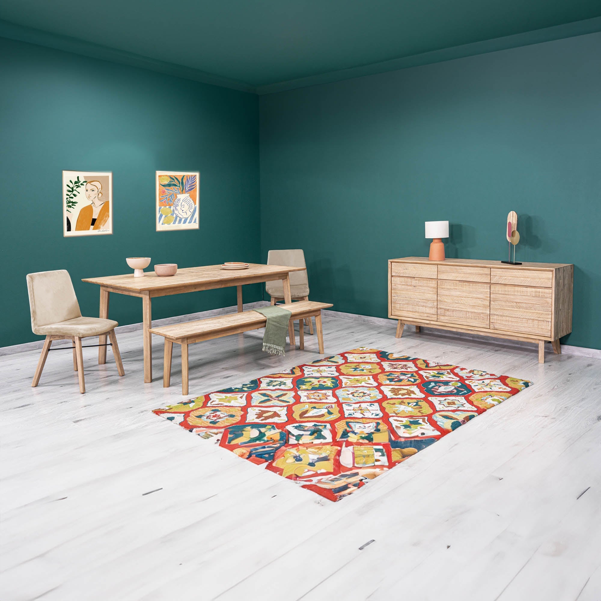 Straight-on front view of the Gia table in its compact form showcasing its balanced proportions