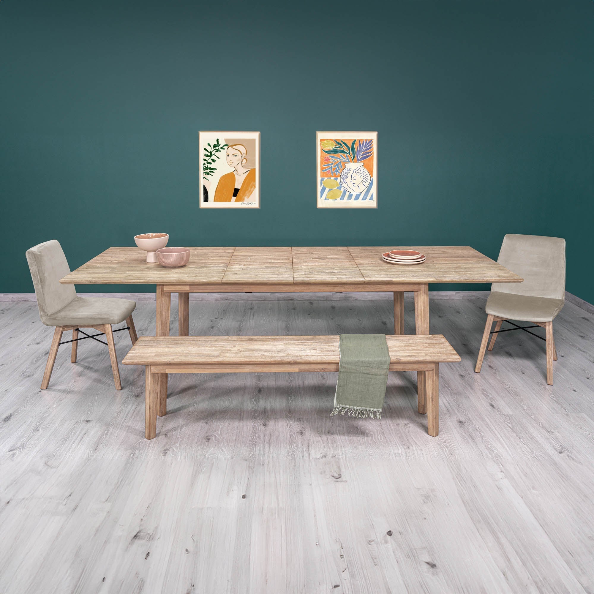 Straight-on front view of the Gia table in its compact form showcasing its balanced proportions
