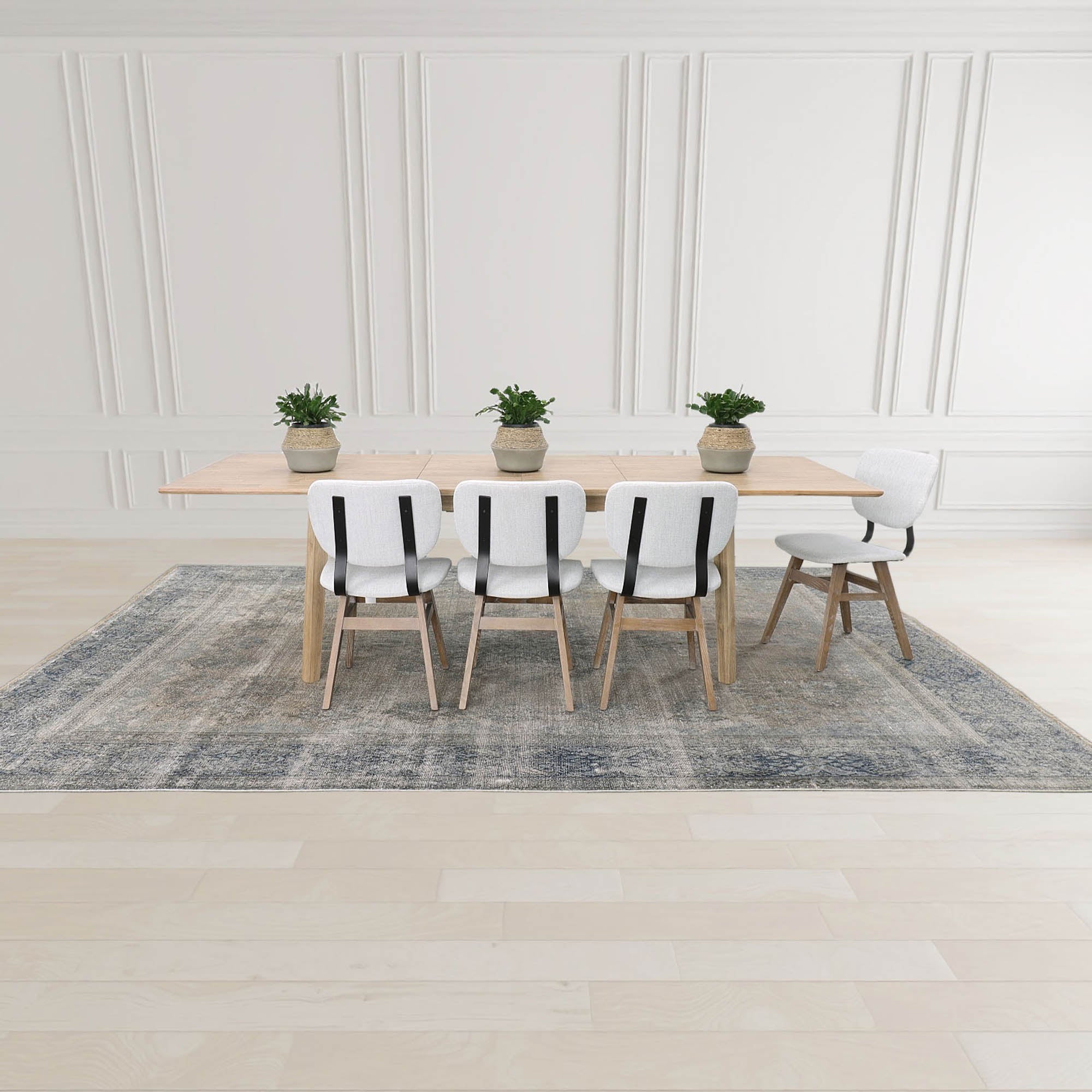 Straight-on front view of the Gia table in its compact form showcasing its balanced proportions