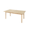 Front view of the Gia extension dining table in a natural oak finish featuring a clean rectangular top and tapered wood legs