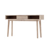 Front view of the Gia console table in a light-toned wood finish featuring a slim architectural frame and integrated center drawer