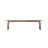 long-perspective	Full-length front profile showcasing the spacious seating surface and uniform weathered finish