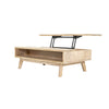 Perspective shot showing the lift-top mechanism in the open position for comfortable working or dining from a sofa