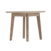 Perspective view of the Gia side table featuring a square top and tapered legs in a light natural oak finish