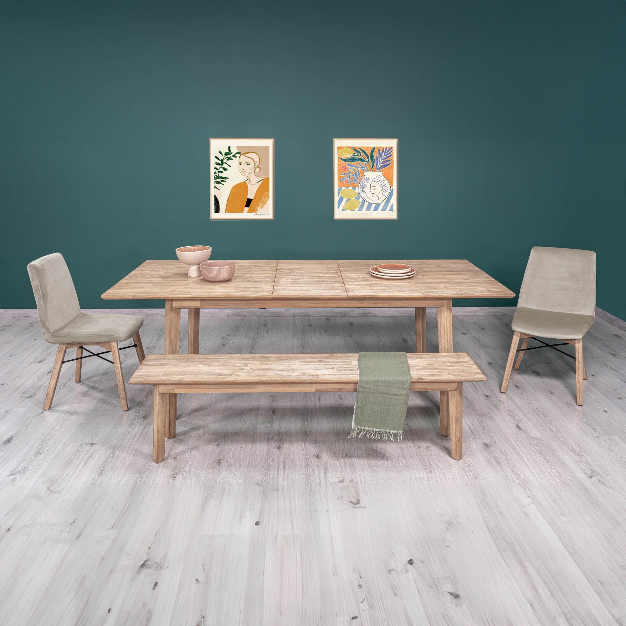 Straight-on front view of the Gia table in its compact form showcasing its balanced proportions