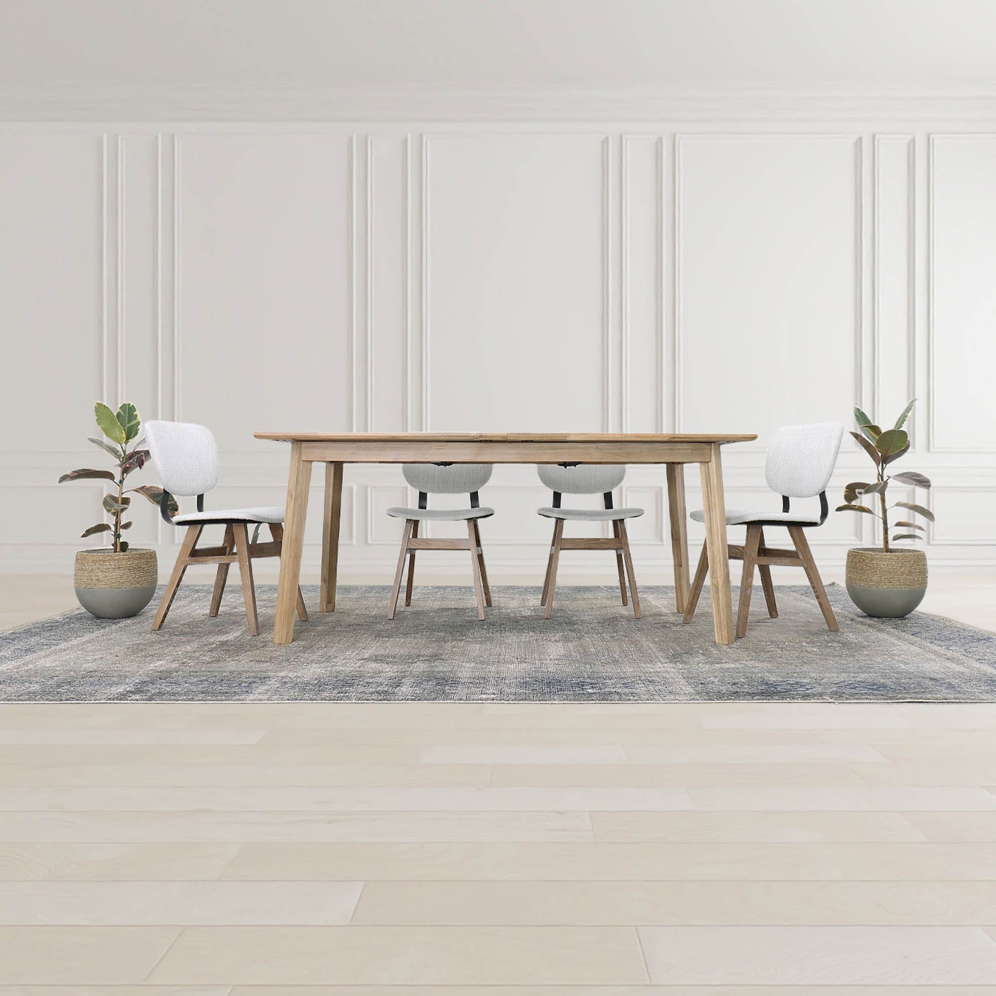 Straight-on front view of the Gia table in its compact form showcasing its balanced proportions