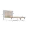 Perspective technical drawing indicating the queen size frame width of 60 inches and 43.67-inch headboard height