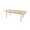 Three-quarter perspective view highlighting the contemporary tapered leg design and light wood tones