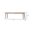Direct front-facing view of the Gia bench highlighting its symmetrical design and natural wood tones