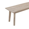 High-angled close-up focusing on the seamless corner joinery and natural wood grain of the Gia bench