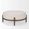 Alternate high-angle view showcasing the soft fabric seat nestled within the architectural wood frame