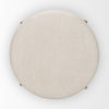 Second top-down perspective focusing on the symmetry of the upholstered seat and the wooden outer ring