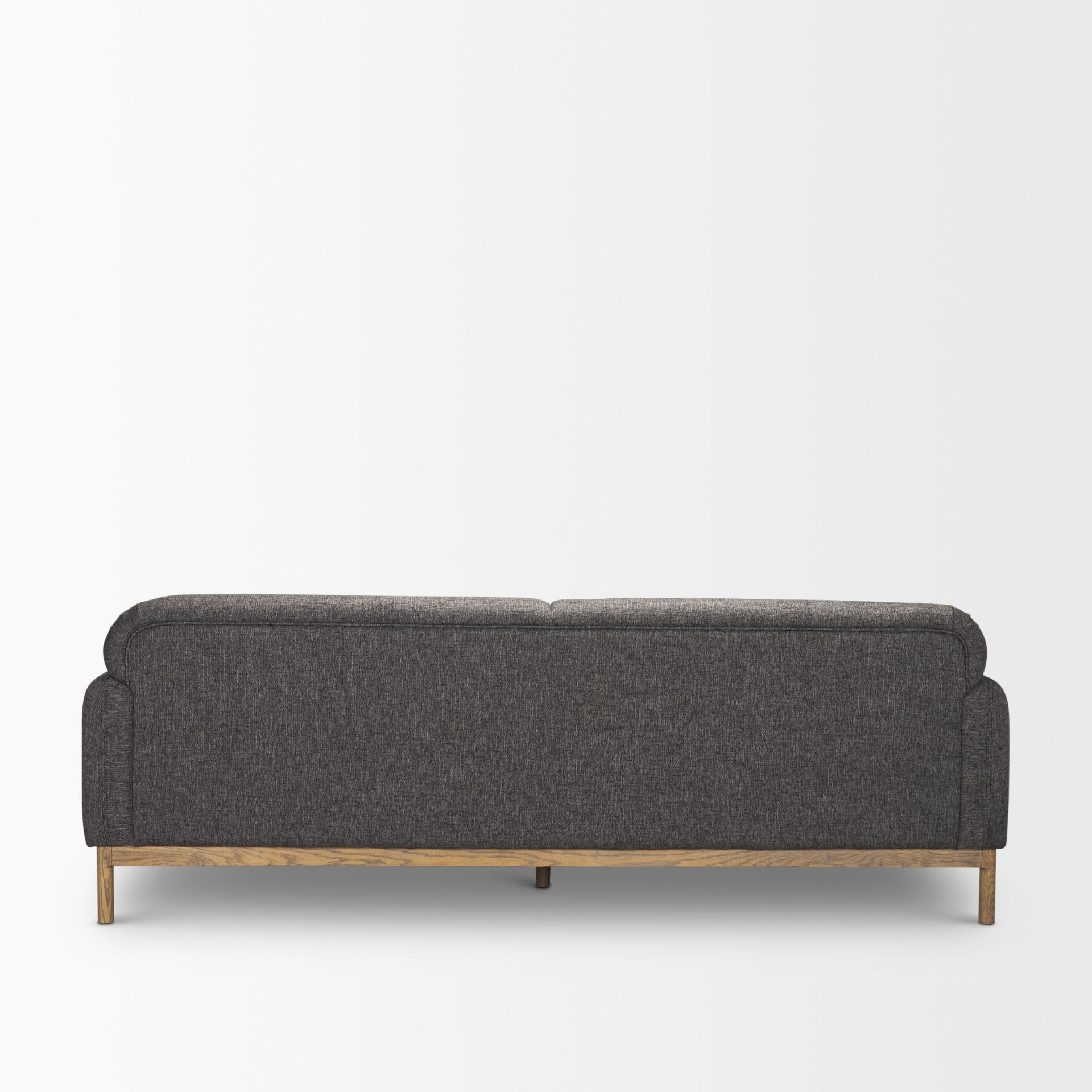 Front view of Hale cream sofa with light wood base