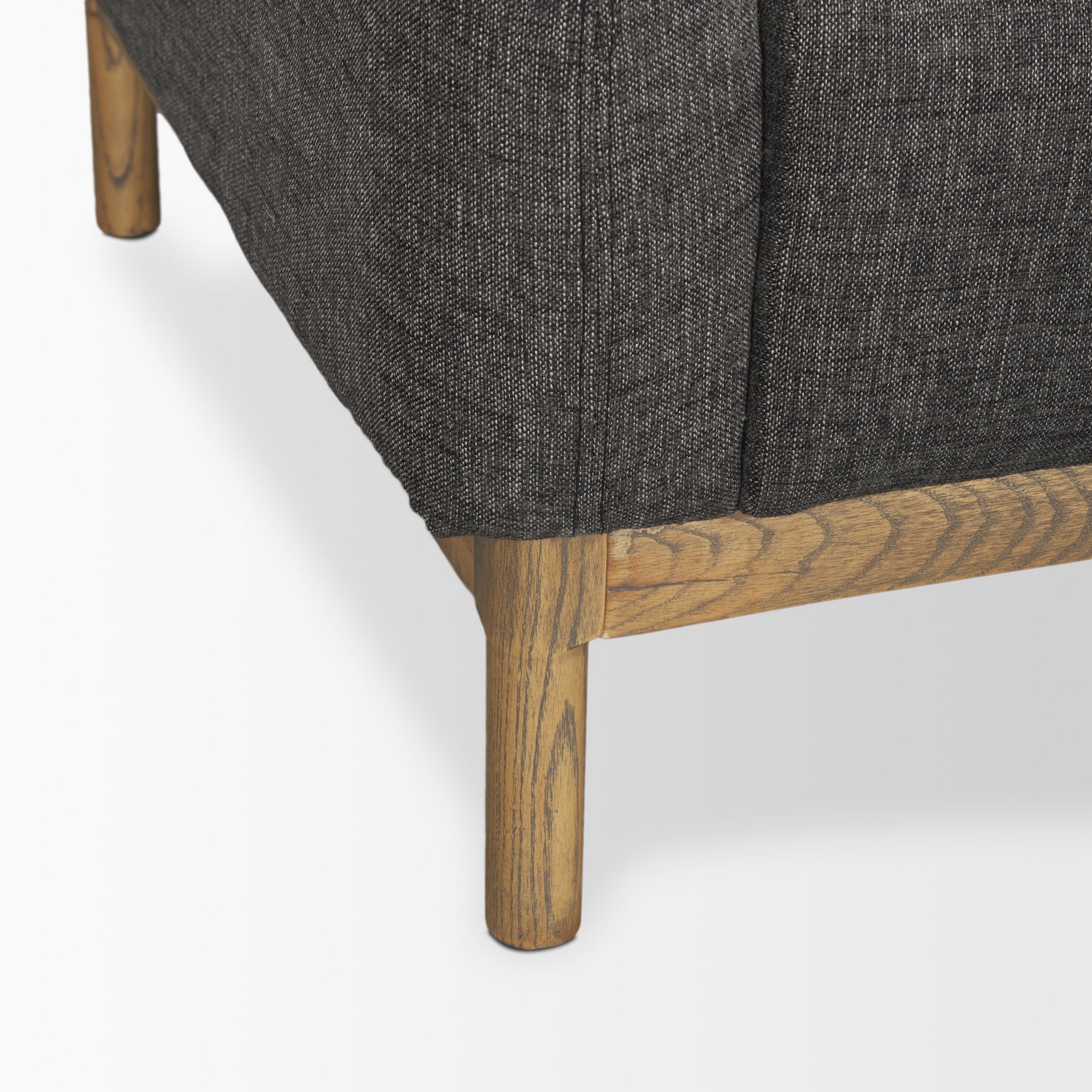 Front view of Hale cream sofa with light wood base