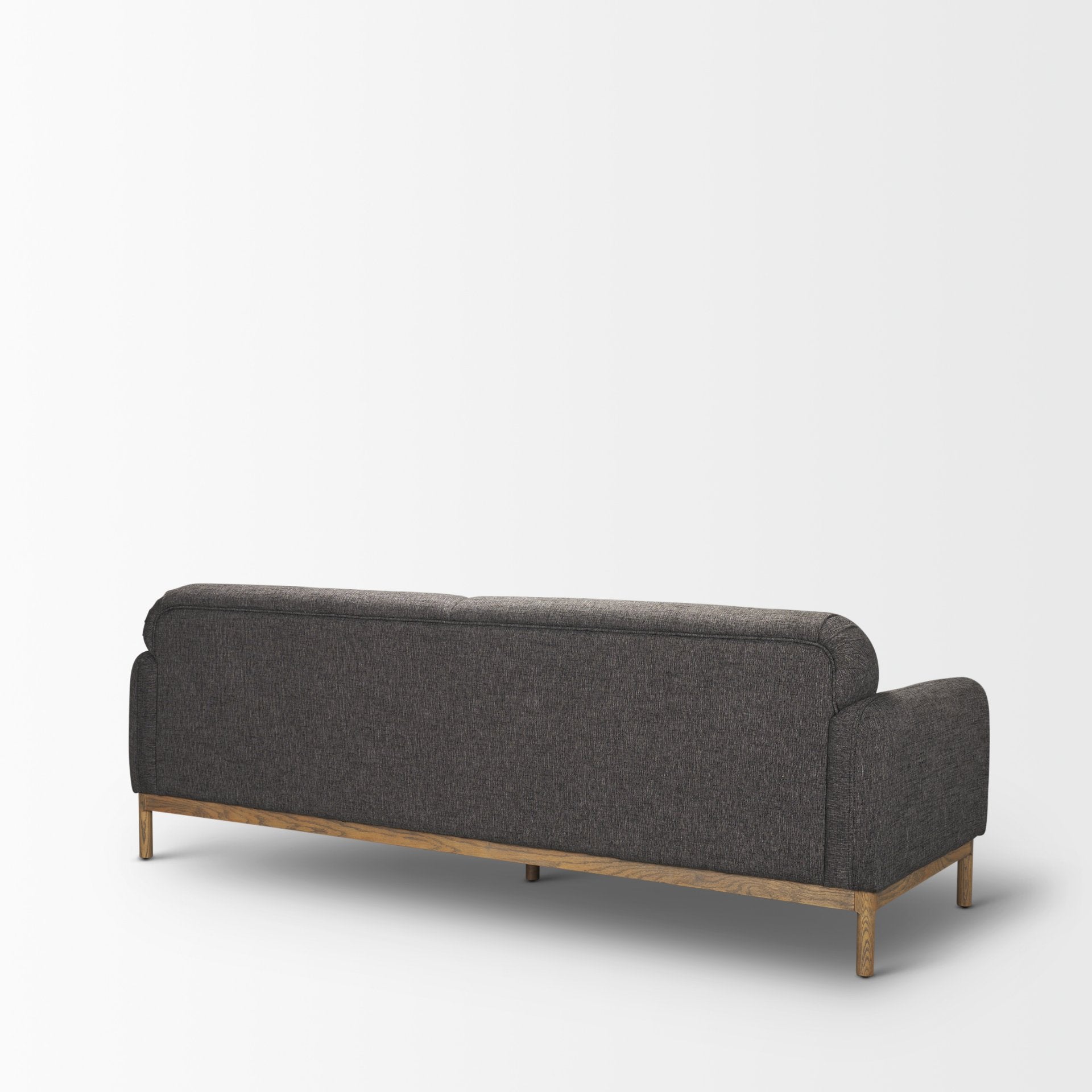 Front view of Hale cream sofa with light wood base