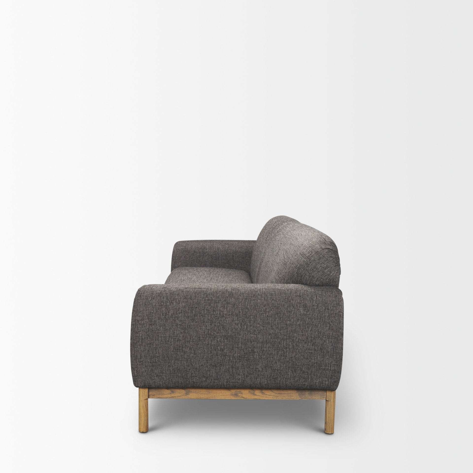 Front view of Hale cream sofa with light wood base