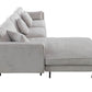Beaumont Mid Century Reversible Sectional - Ivory Corduroy Striped Soft Velvet Upholstery Fabric