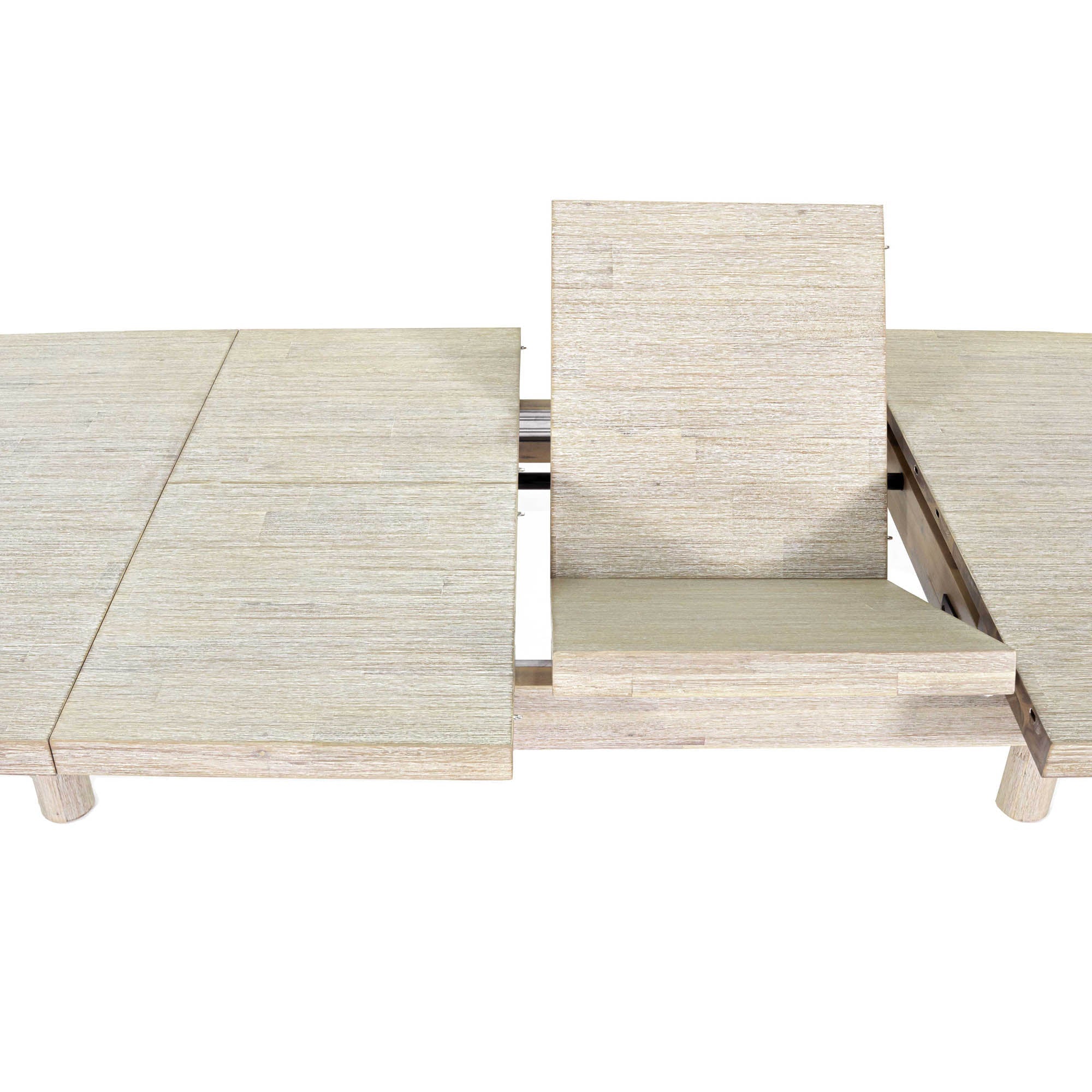 Straight-on side profile view highlighting the smooth oval tabletop and architectural wood construction
