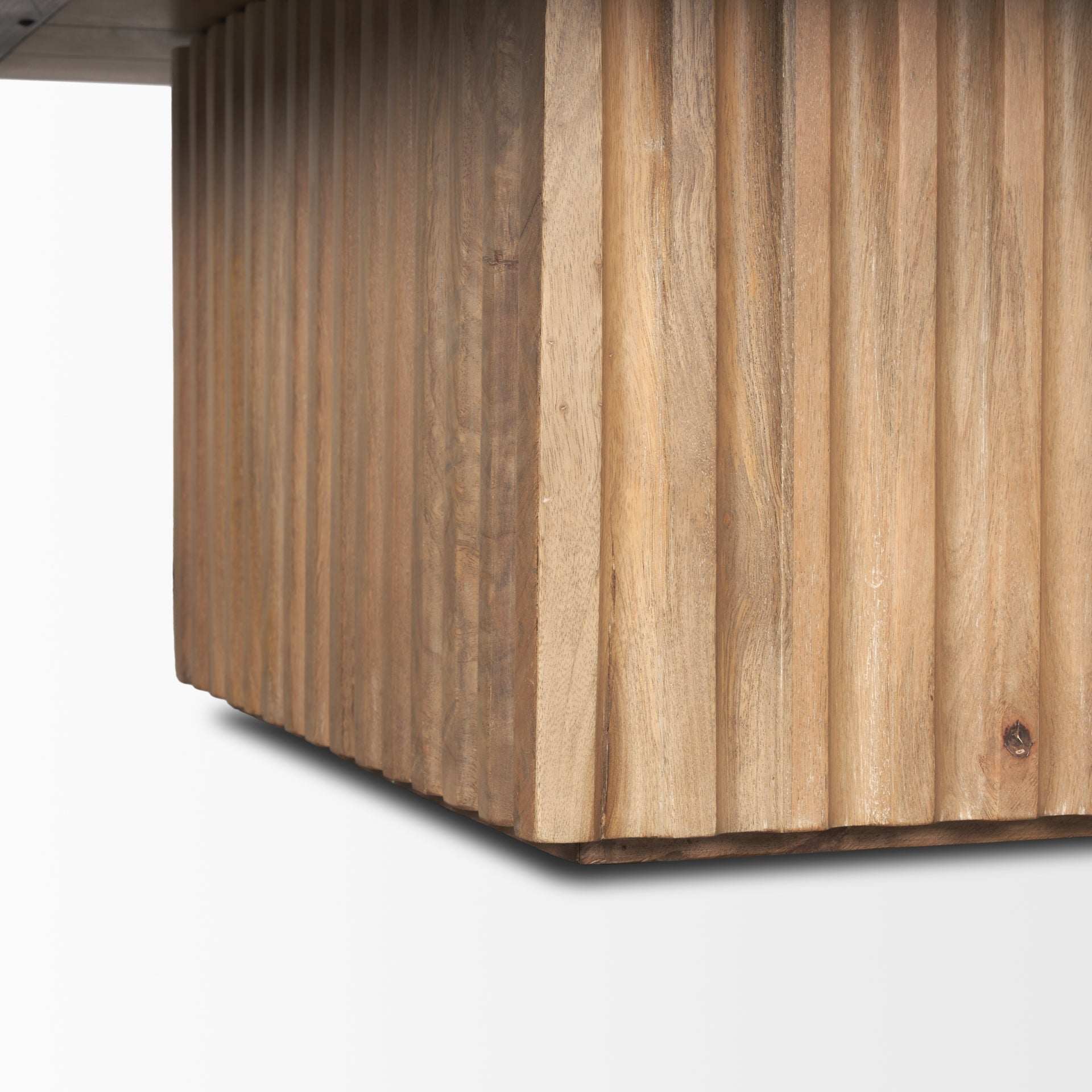 Straight-on front view showcasing the balanced proportions and clean square tabletop of the June coffee table