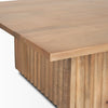 Close-up shot of the square tabletop corner showcasing the natural wood grain and smooth finish