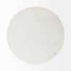 Perspective view highlighting the sophisticated material contrast between the white marble surface and the tapered wood base